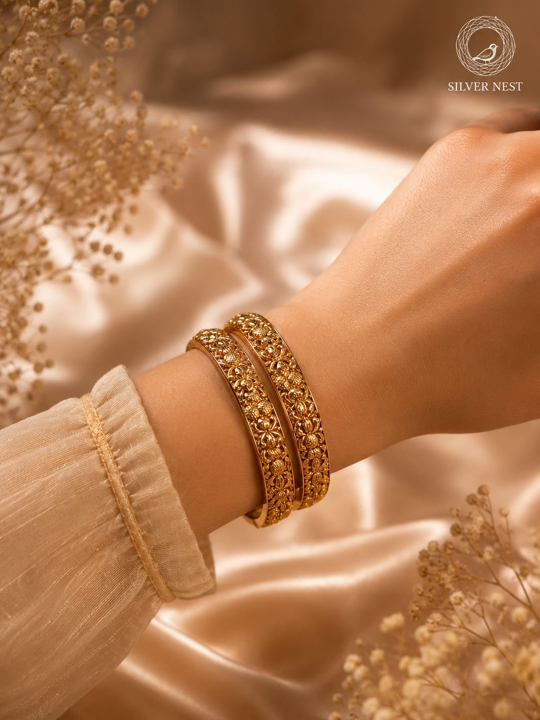 Gold plated silver bangles