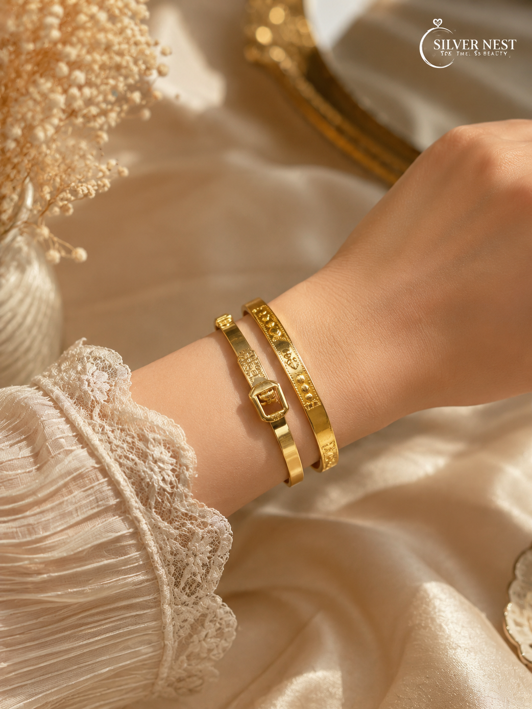 Gold plated silver bangles