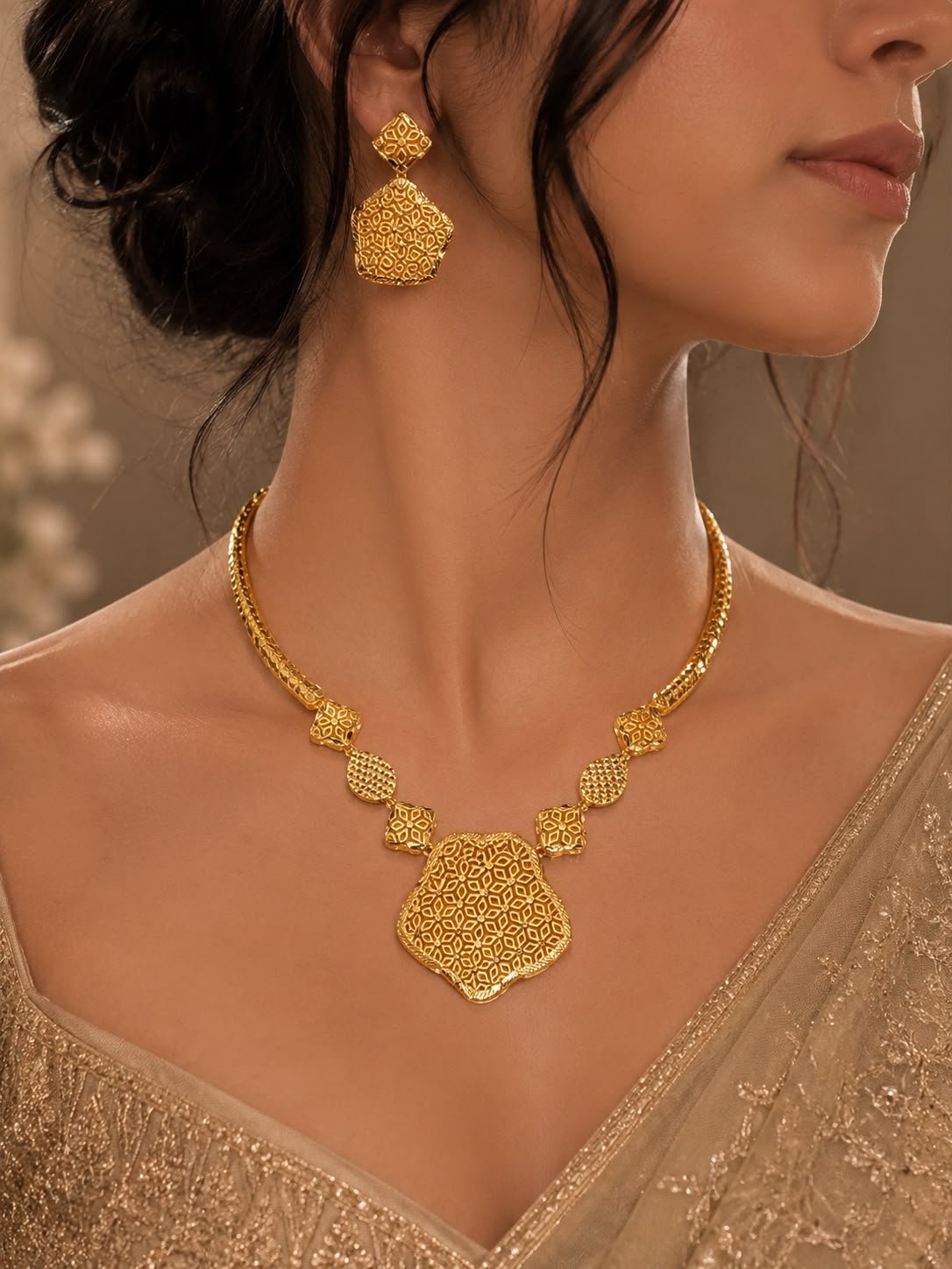 Silver gold plated necklace set