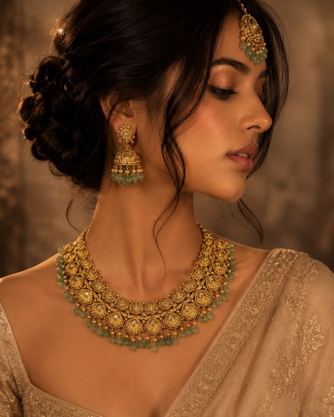 Silver gold plated necklace set